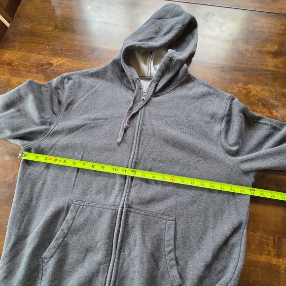 GAP Charcoal Heather Zip Up Hoodie Men’s L Fleece Sweatshirt - Picture 9 of 9